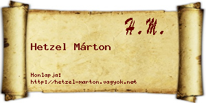 Hetzel Márton névjegykártya